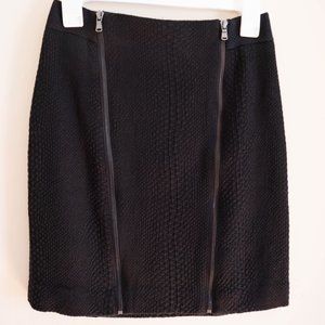 Ann Taylor Petite 0P Black Pencil Skirt Textured Zippers